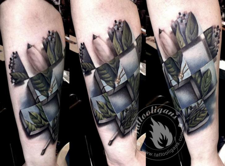Arm Fantasy Leaves Tattoo by Tattoo Ligans