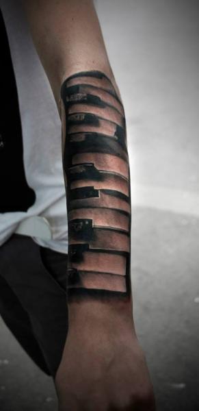 Arm 3d Piano Tattoo by 2nd Face