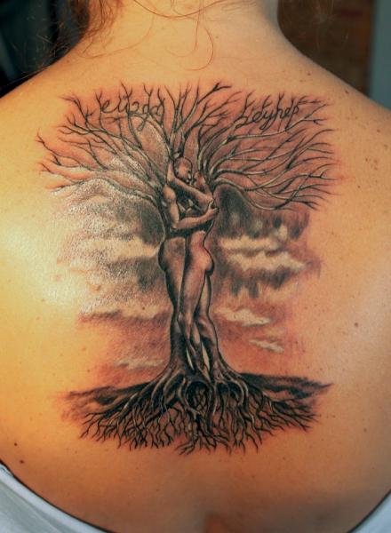 Fantasy Love Back Tree Tattoo by Vaso Vasiko Tattoo