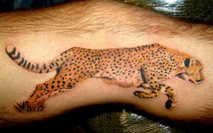 Realistic Leg Ghepard Tattoo by Vaso Vasiko Tattoo