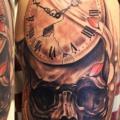 Shoulder Clock Skull tattoo by Vaso Vasiko Tattoo