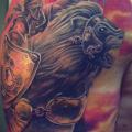 Shoulder Fantasy Warrior tattoo by Vaso Vasiko Tattoo