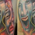 Shoulder Mask tattoo by Vaso Vasiko Tattoo