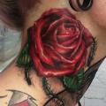 Realistic Flower Neck tattoo by Yomico Art