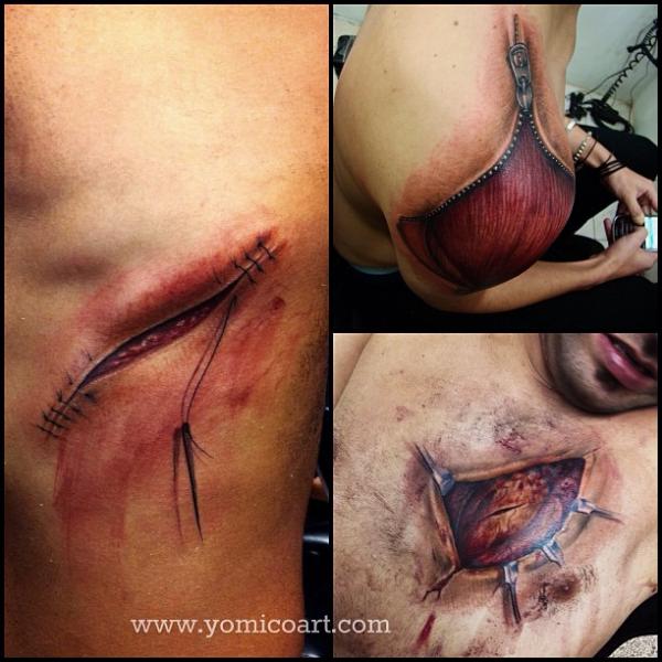 Tatuaggio Realistici Cicatrice di Yomico Art
