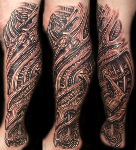 Arm Biomechanical Tattoo by Artistic Element Ink