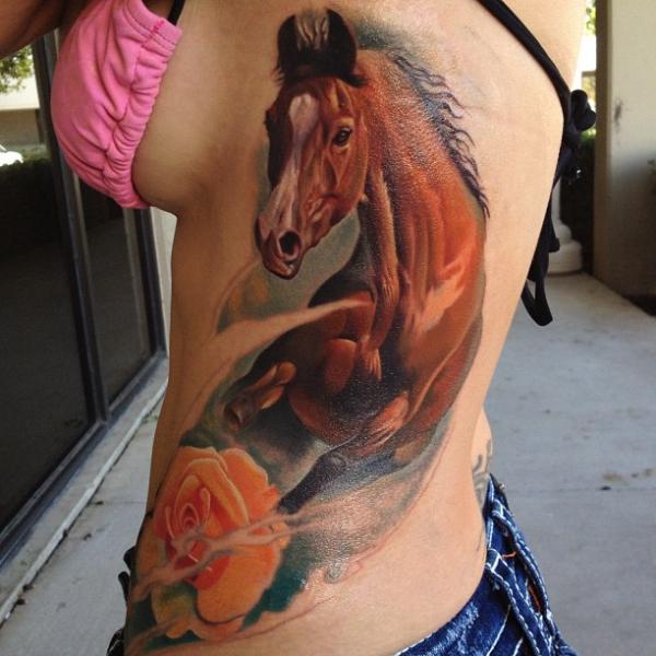 Realistic Side Horse Tattoo by Rember Tattoos