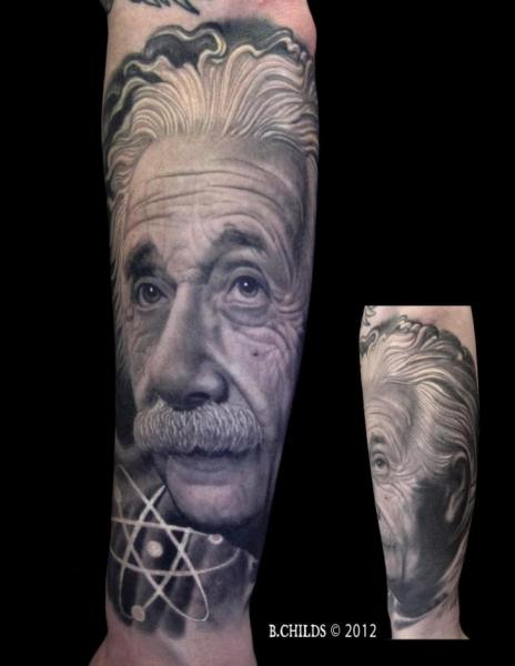 Arm Realistic Einstein Tattoo by Spider Monkey Tattoos