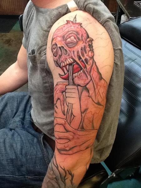 Shoulder Arm Fantasy Tattoo by Spider Monkey Tattoos