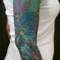 Realistic Sea Sleeve tattoo by Spider Monkey Tattoos