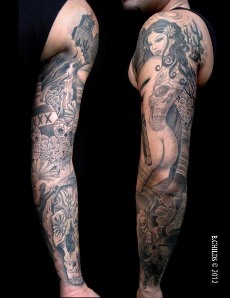 Frauen Sleeve Tattoo von Spider Monkey Tattoos
