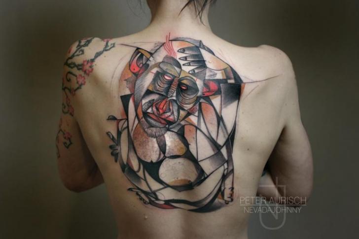 Tatuaje Espalda Mono Abstracto por Peter Aurisch