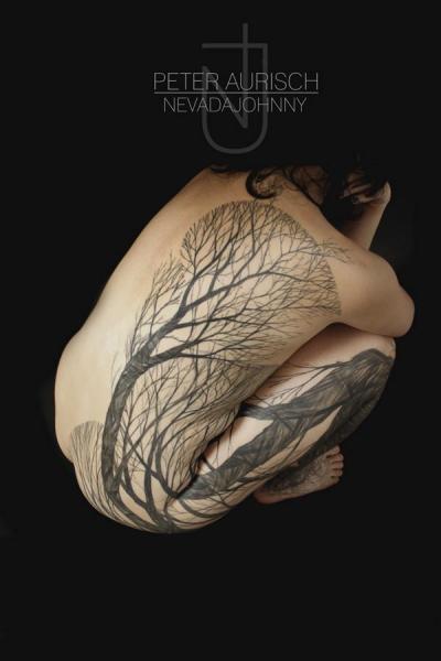 Bein Seite Rücken Baum Tattoo von Peter Aurisch