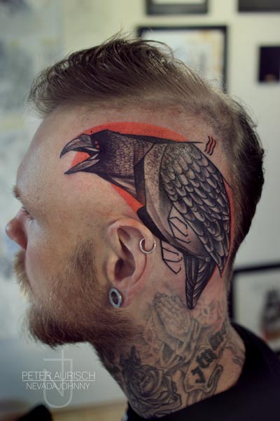 Head Crow Abstract Tattoo by Peter Aurisch