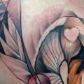 Shoulder Breast Abstract Swan tattoo by Peter Aurisch