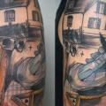 Shoulder House tattoo by Peter Aurisch