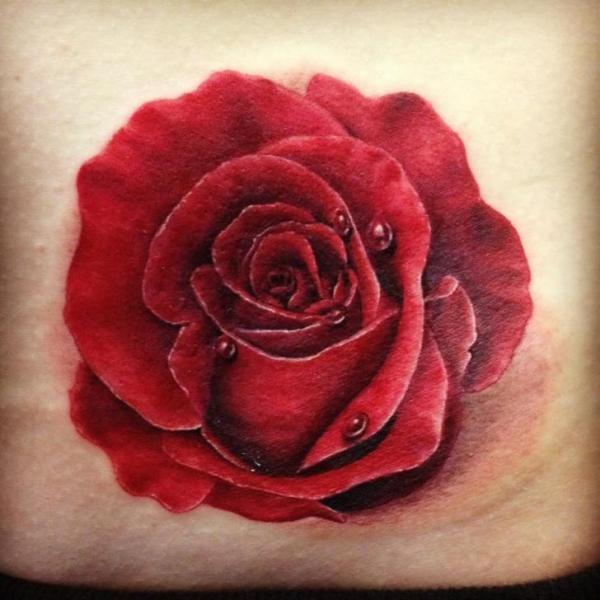Tatuaje Realista Flor Rosa por Requiem Body Art