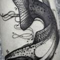Calf Dotwork Fish tattoo by David Hale