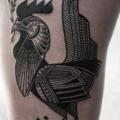 Leg Rooster tattoo by David Hale