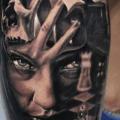 Calf Women Chess tattoo by Proki Tattoo