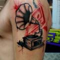 Shoulder Gramophone tattoo by Proki Tattoo