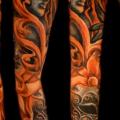 Mask Sleeve tattoo by Speak In Color