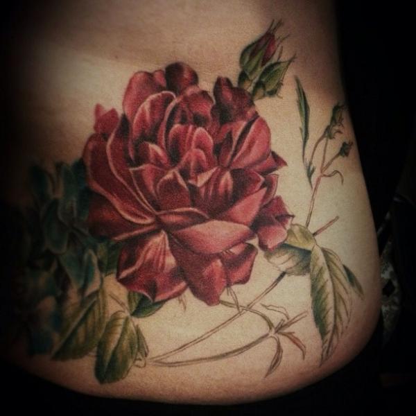 Realistic Rose Tattoo by Allen Tattoo