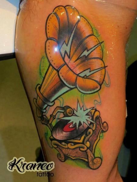 Gramophone Tattoo by Face Tattoo