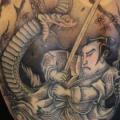 tatuaje Brazo Japoneses Espalda Samurai por La Florida Ink