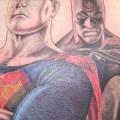 Fantasie Rücken Batman Superman tattoo von Lorenzo Arte Y Tatuaje