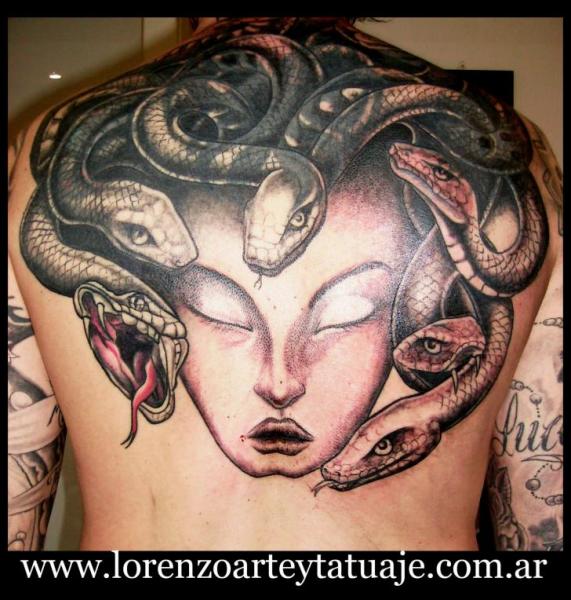 Fantasie Rücken Meerjungfrau Tattoo von Lorenzo Arte Y Tatuaje