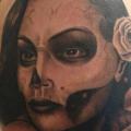 Shoulder Mexican Skull Women tattoo by Freaky Colours
