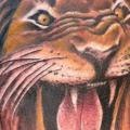 Shoulder Realistic Lion tattoo by Mandinga Tattoo
