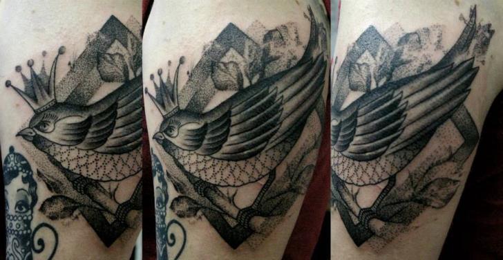 Dotwork Bird Tattoo by Salo Tattoo