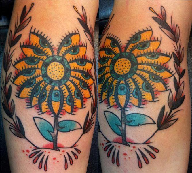 Arm Fantasy Flower Tattoo by Tattoo Tai