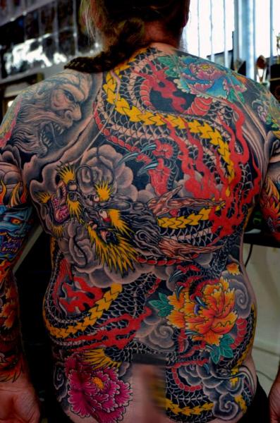 Japanese Back Dragon Tattoo by Rand Family Tattoo