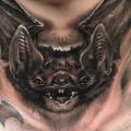 Neck Bat tattoo by James Tattoo Art