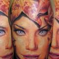 tatuaje Hombro Fantasy Mujer Hojas Hoja por James Tattoo Art
