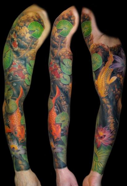 Tatuaż Ryba Rękaw przez James Tattoo Art