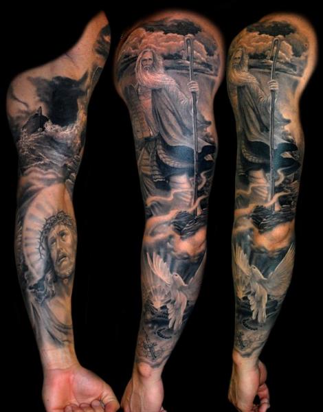 Religiös Sleeve Tattoo von James Tattoo Art