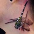 Realistic Neck Dragonfly 3d tattoo by Rock Ink
