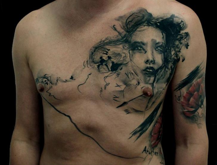 Fantasy Chest Women Tattoo by No Regrets Studios