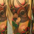 Shoulder Old School Deer tattoo by No Regrets Studios