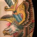 Shoulder New School Eagle Dagger tattoo by Seventh Son Tattoo