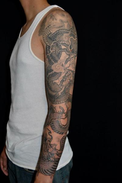Tatuaż Japoński Smok Rękaw przez Seventh Son Tattoo