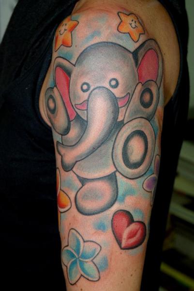 Schulter Fantasie Elefant Tattoo von Balinese Tattoo