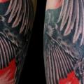 Old School Crow Thigh tattoo by Balinese Tattoo
