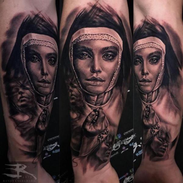 Arm Portrait Realistic Nun Tattoo by Heaven Of Colours