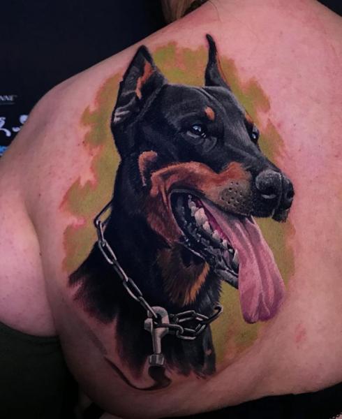 Realistic Dog Back Tattoo by Heaven Of Colours
