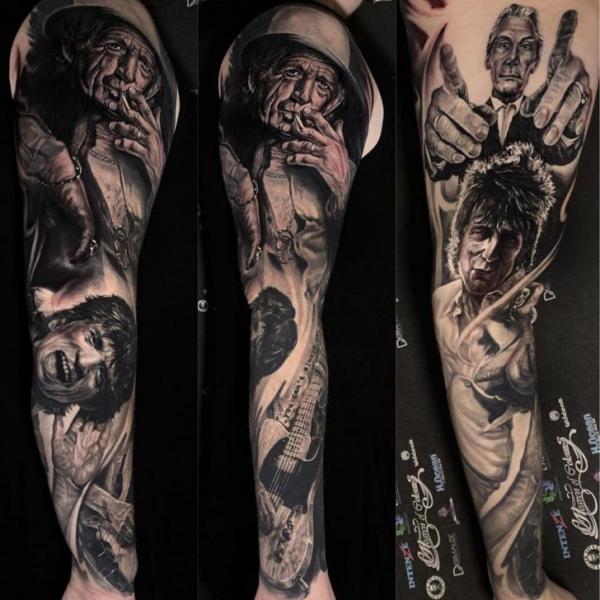 Portrait Sleeve Rolling Stones Tattoo by Heaven Of Colours